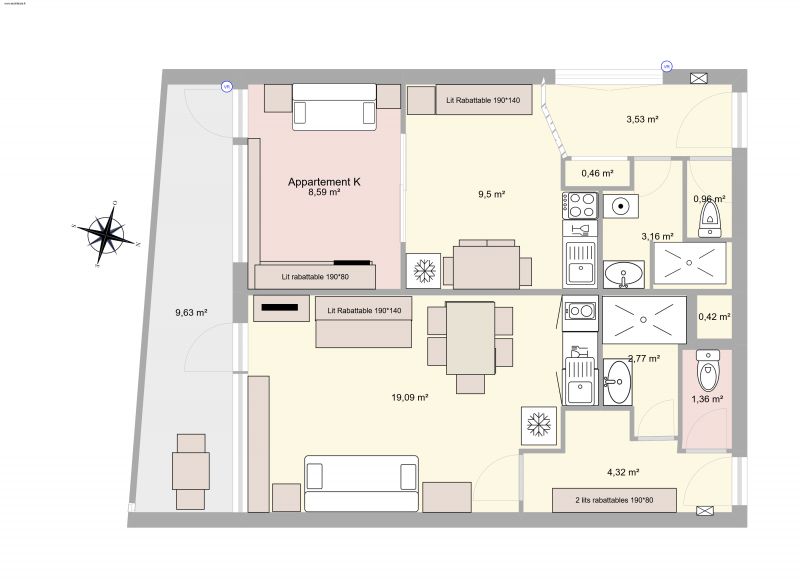 foto 10 Huurhuis van particulieren Les 2 Alpes appartement Rhne-Alpes Isre Plattegrond van de woning