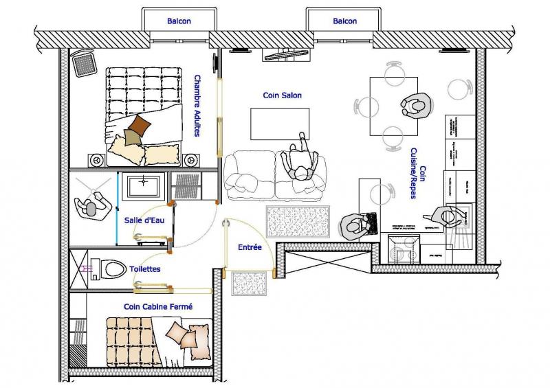 foto 14 Huurhuis van particulieren Cauterets appartement Midi-Pyrnes Hautes-Pyrnes Plattegrond van de woning