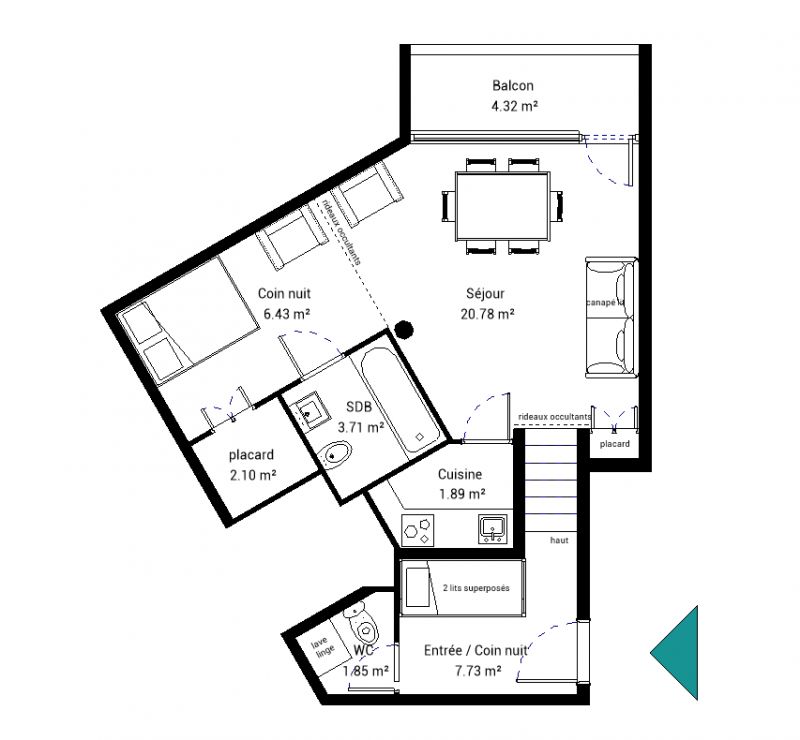 foto 1 Huurhuis van particulieren Manigod-Croix Fry/L'tale-Merdassier studio Rhne-Alpes Haute-Savoie Plattegrond van de woning