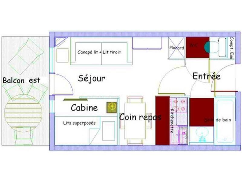 foto 1 Huurhuis van particulieren Mribel studio Rhne-Alpes Savoie Plattegrond van de woning