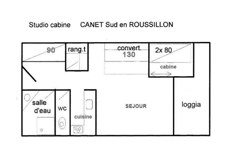 foto 6 Huurhuis van particulieren Canet-en-Roussillon studio Languedoc-Roussillon Pyrnes-Orientales Plattegrond van de woning